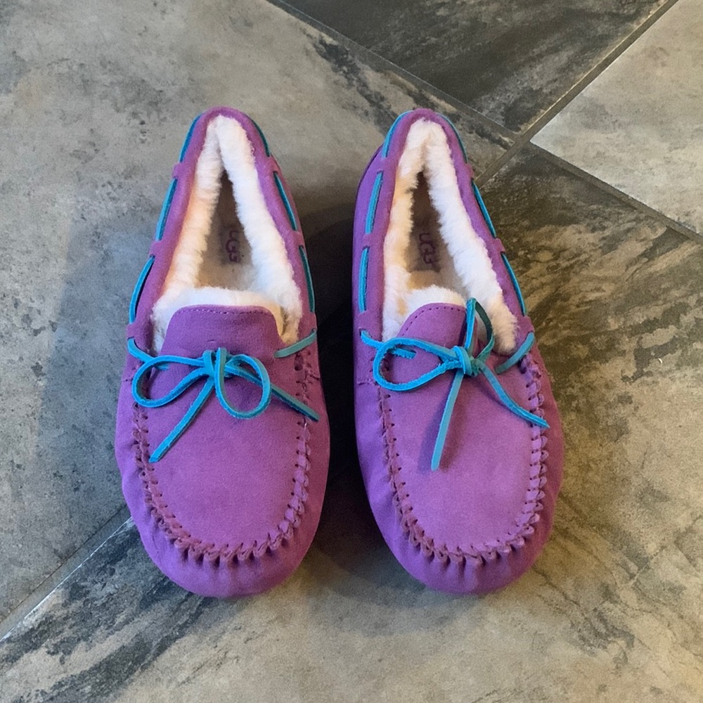 Purple uggs with blue laces